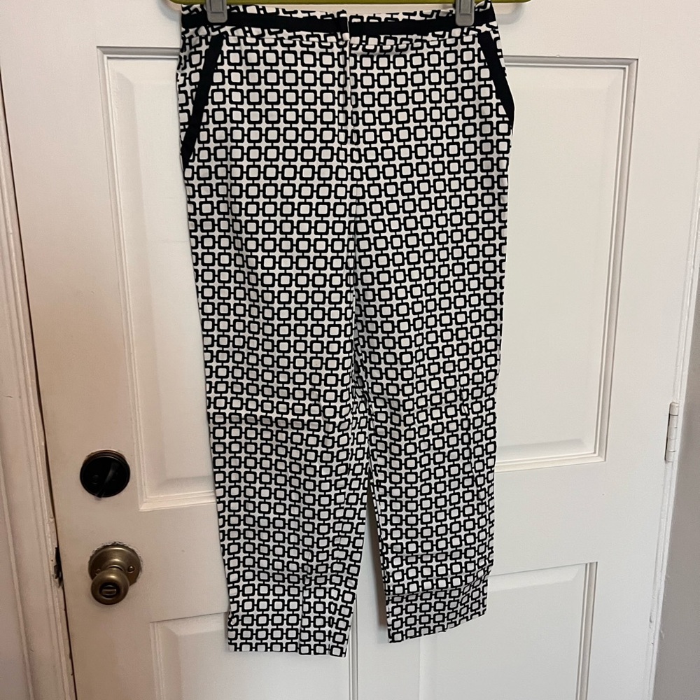 Geometric Navy and White Pants Stretch